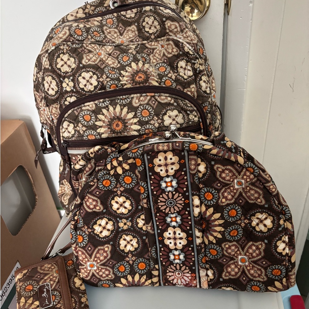 Floral Patterned Vera Bradley Backpack and Bag Set 3 pc set